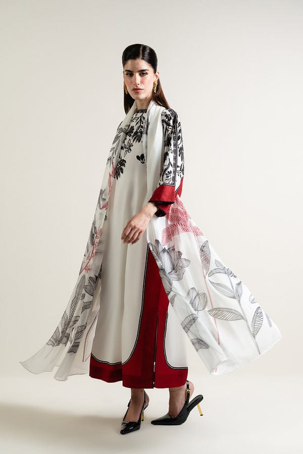 Elegance in White Red: Alyana Swiss Lawn 3‑Piece Suit
