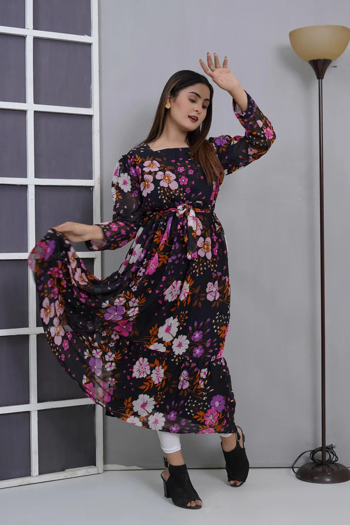 black and pink   – Premium Cape Style Frock