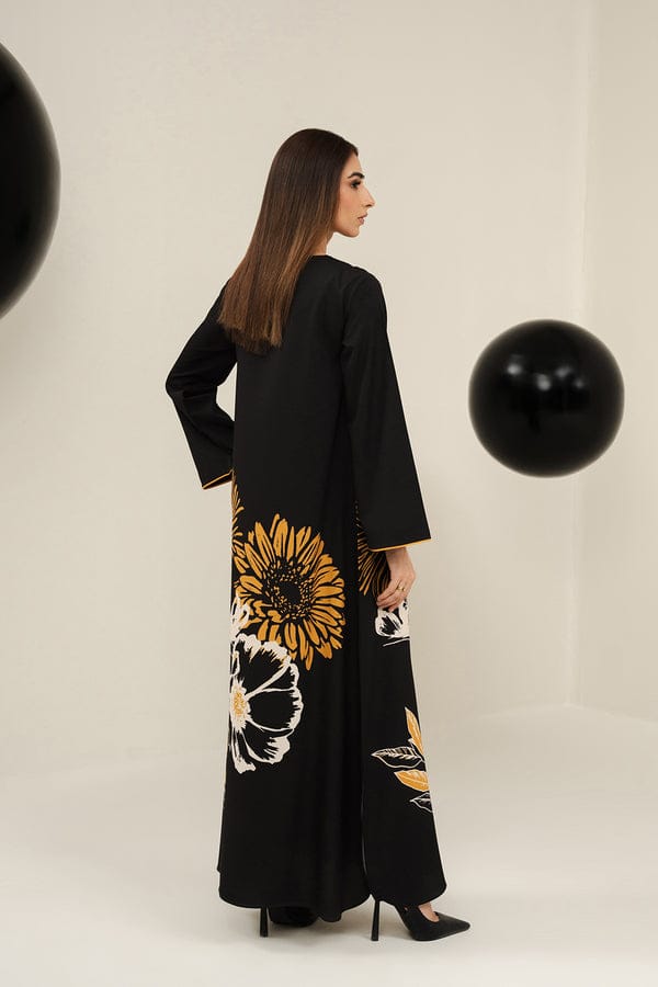 Elegant Black Floral Long Dress 2pcs summer collection