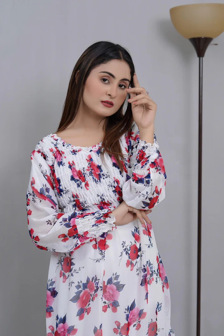 white and pink   – Premium Cape Style Frock